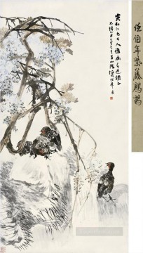 Ren bonian partridge and wistaria old Chinese Oil Paintings